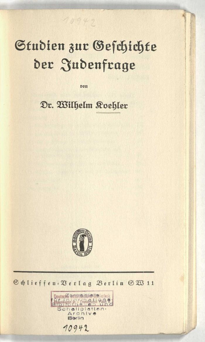 Z-1044 : Studien zur Geschichte der Judenfrage (1937)
