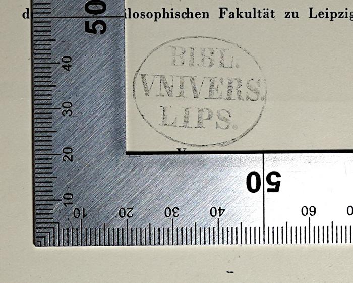 G46 / 487 (Universität Leipzig), Stempel: Name, Ortsangabe; 'Bibl. Univers. Lips.'.  (Prototyp);L 436 : Die dänische Oppositionspresse in Nordschleswig 1864-1914 (1934)
