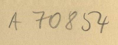 - (Zentralstelle für Wissenschaftliche Altbestände), Von Hand: Nummer; 'A 70854'. 