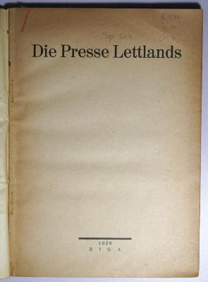 L 440 : Die Presse Lettlands (1928)