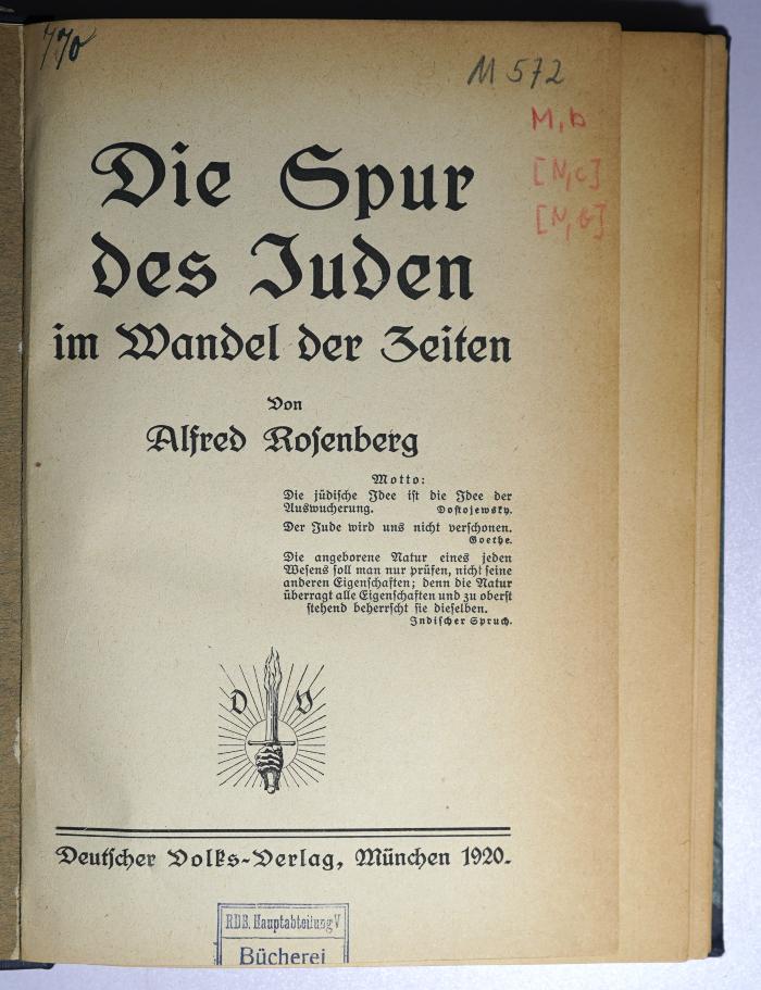 M 572 : Die Spur des Juden im Wandel der Zeiten (1920)