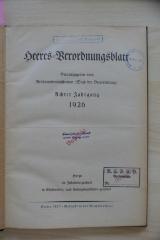 Z 23-8.1926 (2. Ex.) : Heeres-Verordnungsblatt. – 8. (1926) (1926)