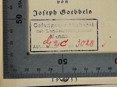 -, Stempel: Berufsangabe/Titel/Branche, Ortsangabe, Signatur; 'Gefangenenbücherei des Landesgefängnisses Mannheim Abt. G2C Nr. 3028'