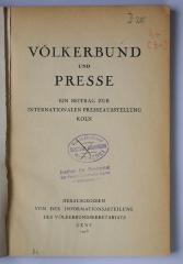 J 25 : Völkerbund und Presse (1928)
