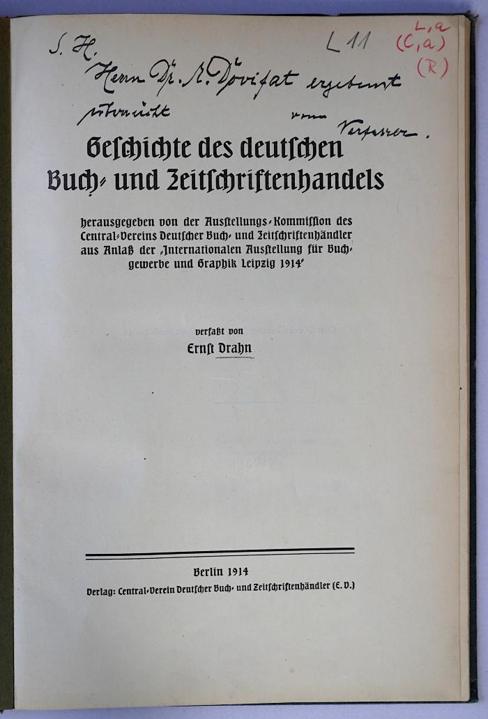 L 11 : Geschichte des deutschen Buch- und Zeitschriftenhandels (1914)