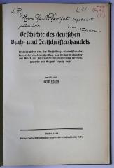 L 11 : Geschichte des deutschen Buch- und Zeitschriftenhandels (1914)