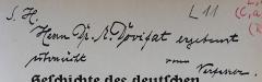 - (Dovifat, Emil), Von Hand: Widmung, Name; 'S.[ehr] H.[erzlich] Herrn Dr. E. Dovifat ergebenst überreicht vom Verfasser.'. 