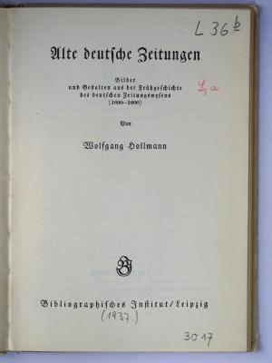 L 36b : Alte deutsche Zeitungen (1937)