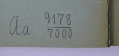 - (Bibliothek der Industrie- und Handelskammer zu Berlin, der Börse und der Wirtschafts-Hochschule), Von Hand: Signatur; 'Aa 9178/7000'. 