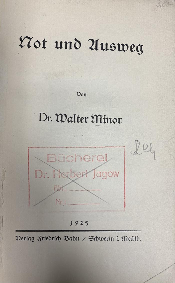 00/13502 : Not und Ausweg (1925)