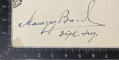 - (Band, Maurycy), Von Hand: Name; 'Maurycy Band Dipl. Ing.'. 