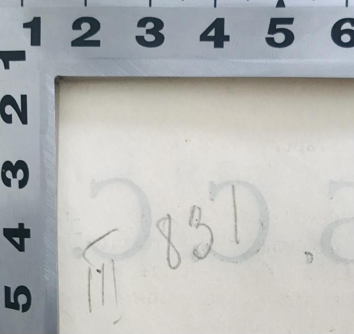 -, Von Hand: Nummer; 'III 831 (römisch drei)'