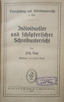Pe 163 4: Individueller und schöpferischer Schreibunterricht (1922)