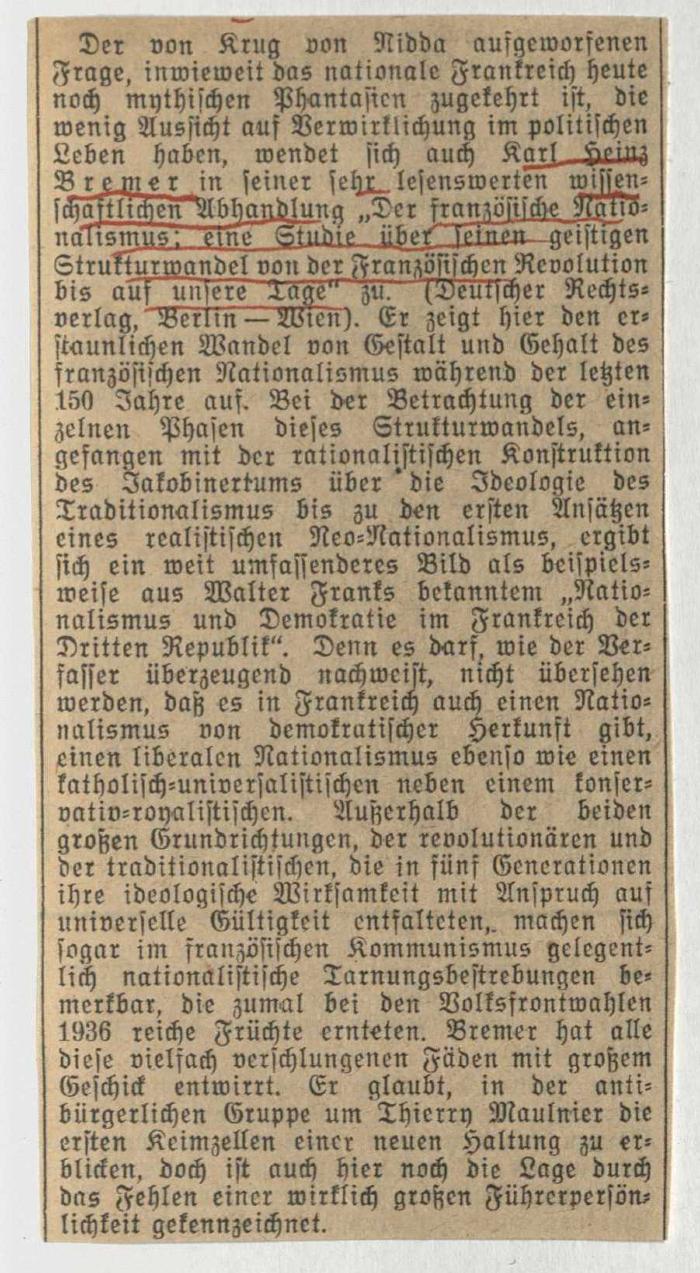 -, Papier: ; 'Der von Krug von Ridda aufgeworfenen Frage […]
'