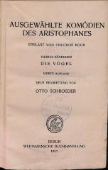 antd18801.k76(4) : Ausgewählte Komödien des Aristophanes 4 Die Vögel (1927)