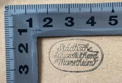 - (Städtische Schlossbücherei Mannheim), Durchgestrichen: Berufsangabe/Titel/Branche, Ortsangabe; 'Städtische Schlossbücherei Mannheim'.  (Prototyp)