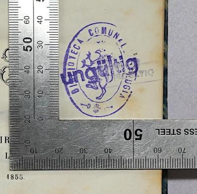 Bg 591 : Lettere di Politica e Letteratura (1855);- (Biblioteca Comunale Augusta (Perugia)), Stempel: Berufsangabe/Titel/Branche, Name, Ortsangabe; 'Bibliotheca Communale Perugia'.  (Prototyp)