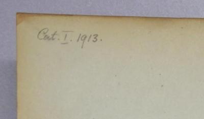 Bg 593-5 : Gesammelte Schriften von Ludwig Bamberger. Politische Schriften von 1879 bis 1892. (1897);- (Universität Basel), Von Hand: Signatur, Name; 'Cat. I. 1913.'. 