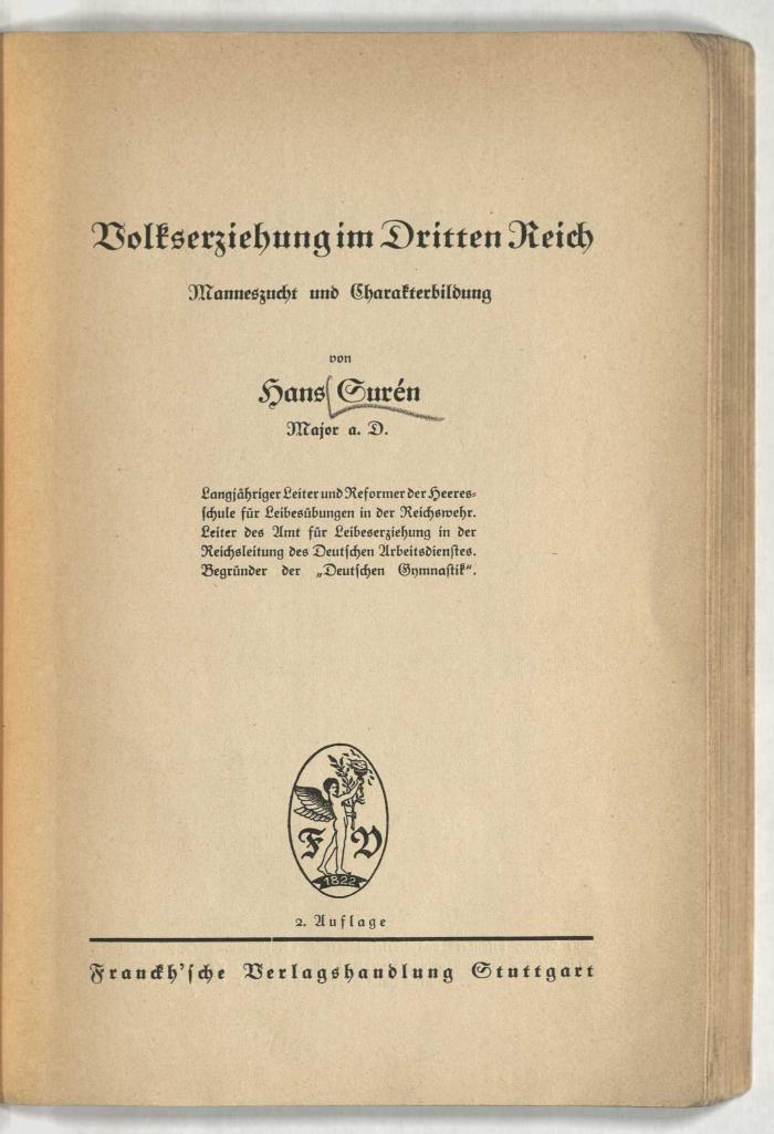 Z-1125 : Volkserziehung im Dritten Reich : Manneszucht und Charakterbildung (1934)