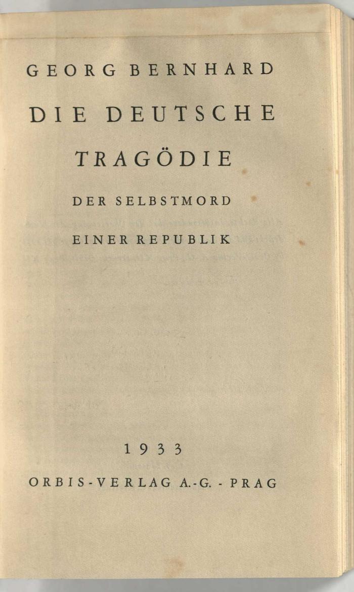 Z-1066 : Die deutsche Tragödie : der Selbstmord einer Republik (1933)