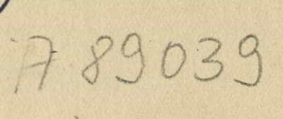 - (Zentralstelle für Wissenschaftliche Altbestände), Von Hand: Nummer; 'A 89039
'. 