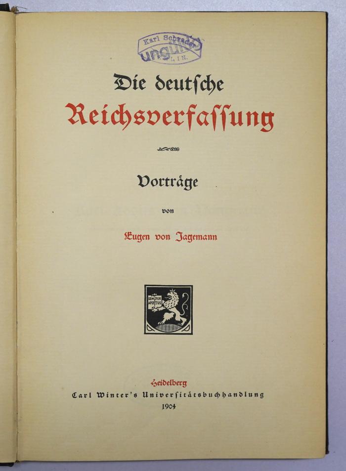Bg 618 : Die deutsche Reichsverfassung. Vorträge (1904)