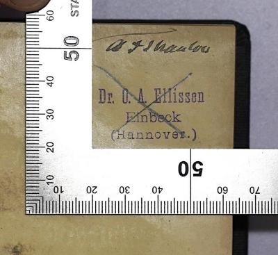 Ig 499a : Geschichte der französischen Revolution bis zur Stiftung der Republik (1845);- (Ellissen, Otto Adolf), Stempel: Name, Ortsangabe; 'Dr. O. A. Ellissen Einbeck (Hannover.)'.  (Prototyp)