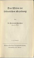 Z-1321 : Das Wesen der soldatischen Erziehung (1938)