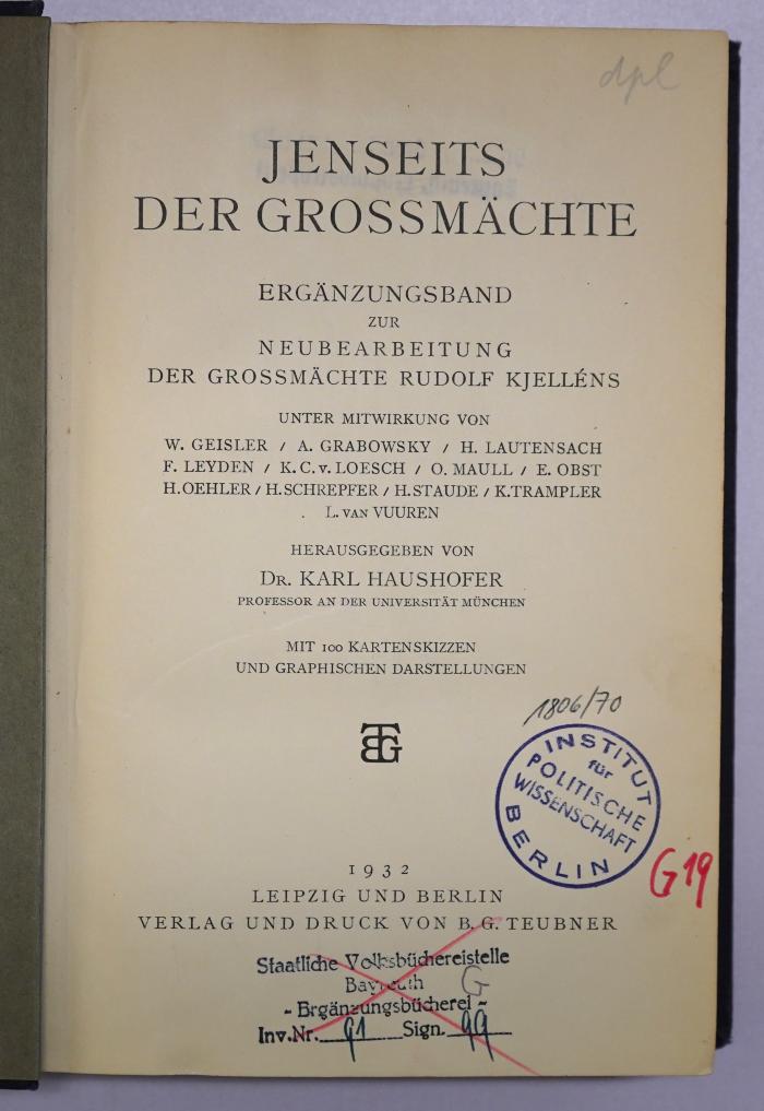 G 19 Gro : Jenseits der Grossmächte (1932)