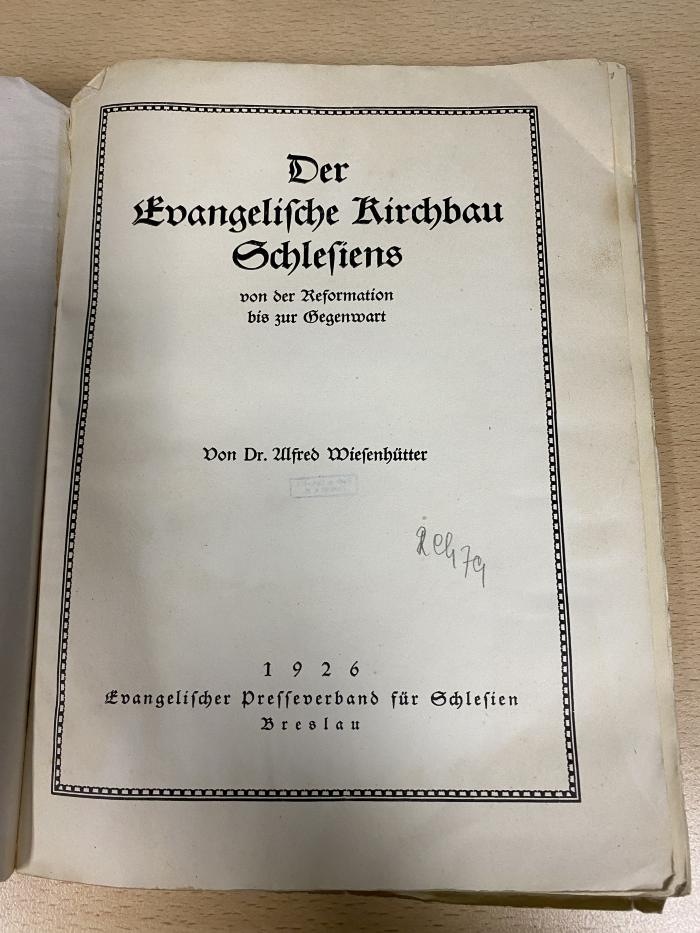 Q 00/2406 : Der evangelische Kirchbau Schlesiens von der Reformation bis zur Gegenwart (1926)