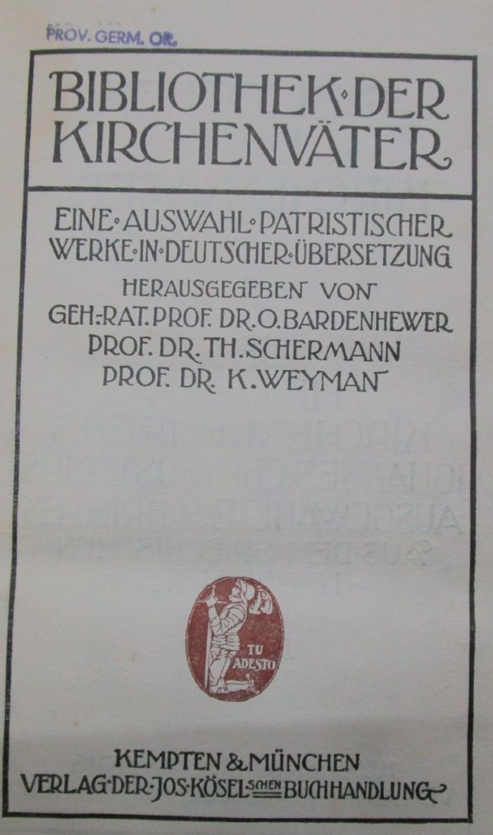 Uk 202 4 2.Ex.: Des heiligen Kirchenlehrers Johannes Chrysostomus ausgewählte Schriften. Kommentar zum Evangelium des Hl. Matthäus. IV. Band (1916)