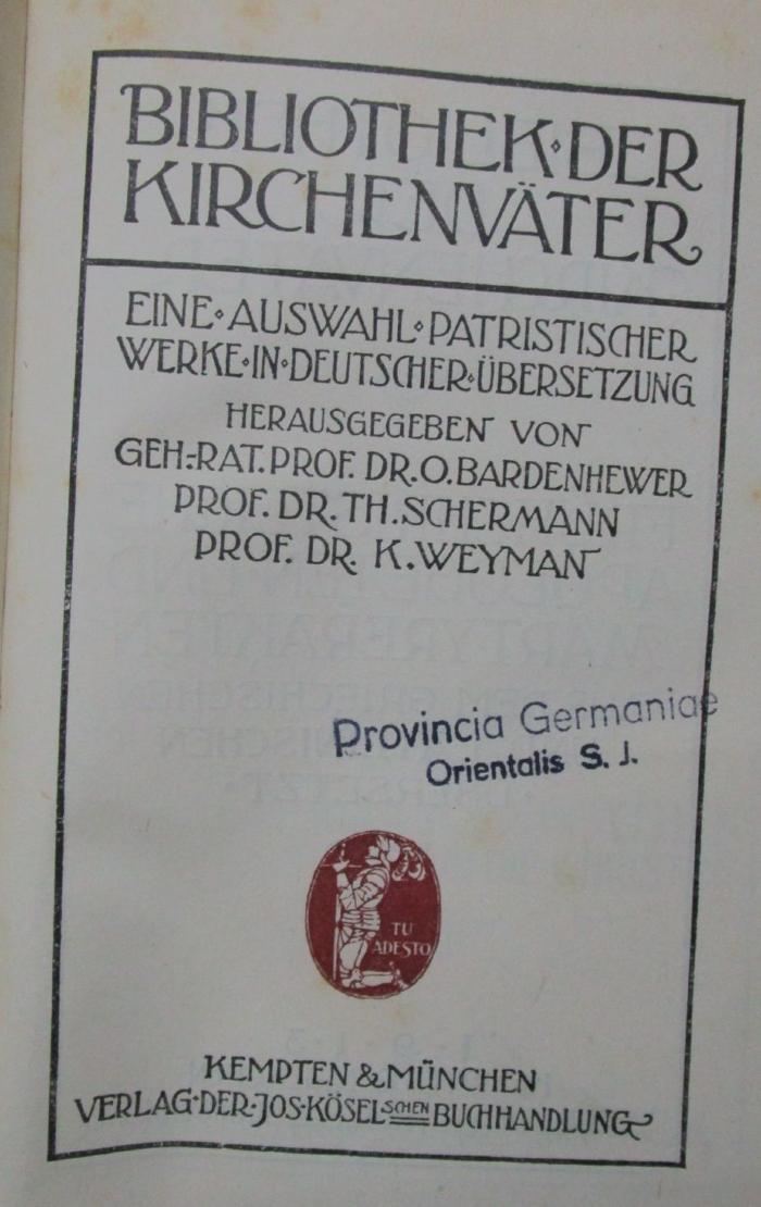 Uk 207 1 3.Ex.: Frühchristliche Apologeten und Märtyrerakten. I. Band (1913)