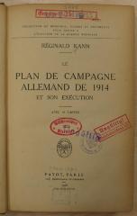 10:2-5775 : Le Plan de Campgane Allemand de 1914 et son execution (1923)