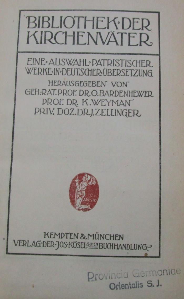 Uk 208 1 2.Ex.: Des Heiligen Ephram des Syrers ausgewählte Schriften. I. Band (1919)