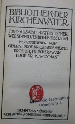 Uk 202 2 3.Ex.: Des heiligen Kirchenlehrers Johannes Chrysostomus ausgewählte Schriften. Kommentar zum Evangelium des Hl. Matthäus. II. Band (1916)