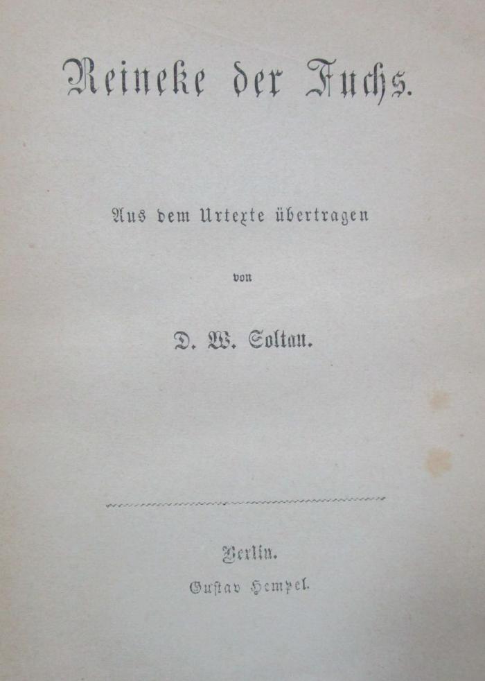 III 6276 3.Ex.: Reineke der Fuchs (o.J.)