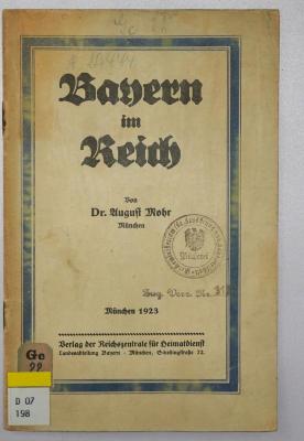 D 07 198 : Bayern im Reich (1923)