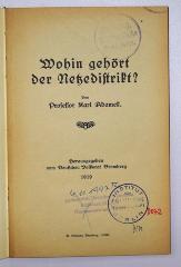 D 072 Ada : Wohin gehört der Netzedistrikt? (1919)