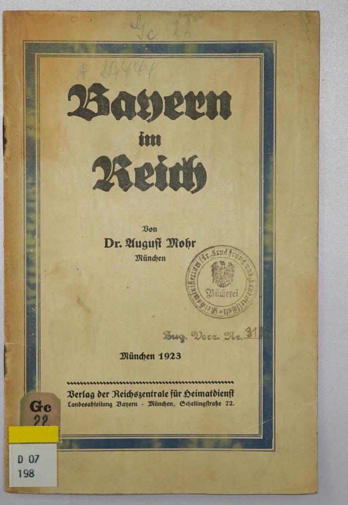 D 07 198 : Bayern im Reich (1923)