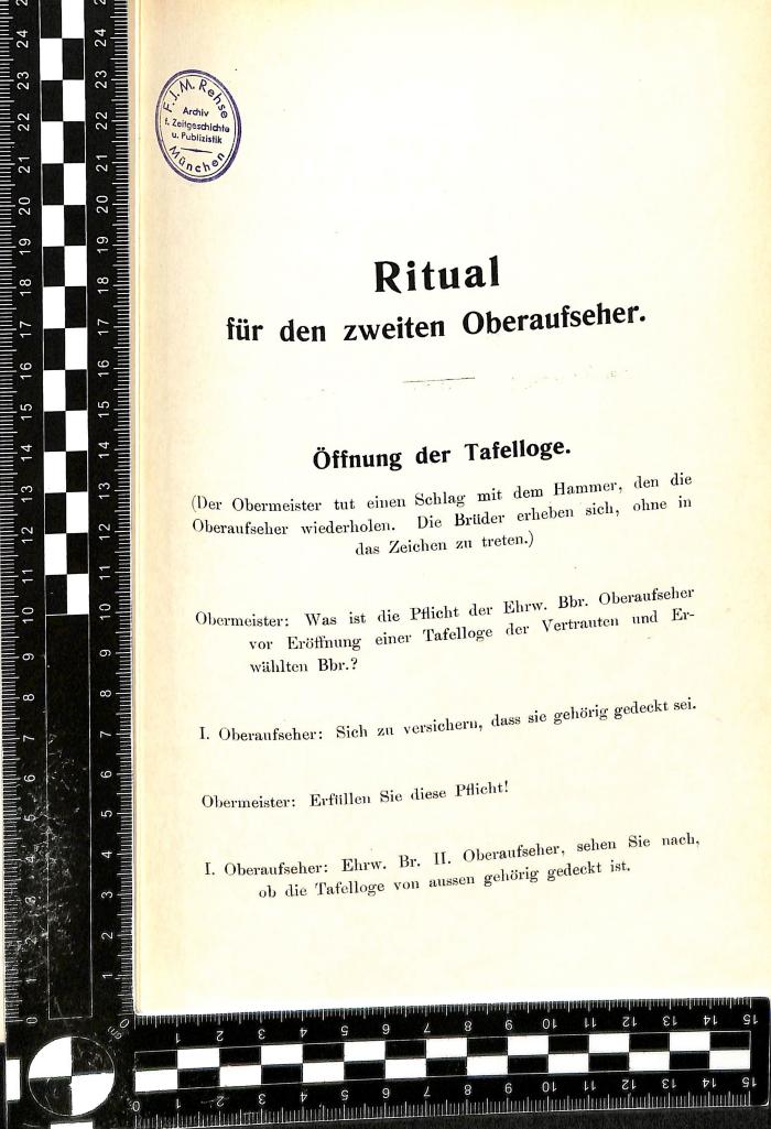 Q 00/761 Bd. 2 : Ritual für die Tafelloge der Inneren Oriente 2. Oberaufseher (1910)