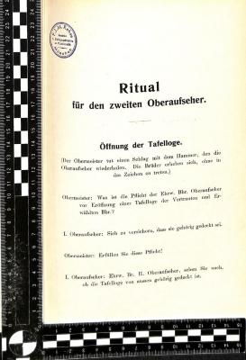 Q 00/761 Bd. 2 : Ritual für die Tafelloge der Inneren Oriente 2. Oberaufseher (1910)