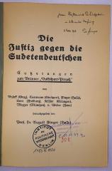 D 08 Jus : Die Justiz gegen die Sudetendeutschen (1933)