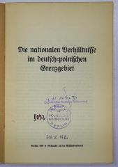 D 072 Ver : Die nationalen Verhältnisse im deutsch-polnischen Grenzgebiet (1919)