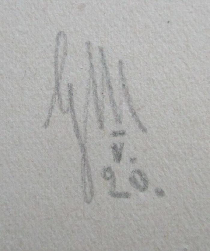 III 48162 c: Epigramme und Sprüche (1920);- (M., G.), Von Hand: Initiale, Nummer, Datum; 'GM
V.
20.'. 