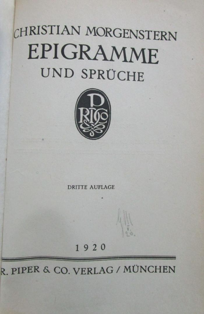 III 48162 c: Epigramme und Sprüche (1920)