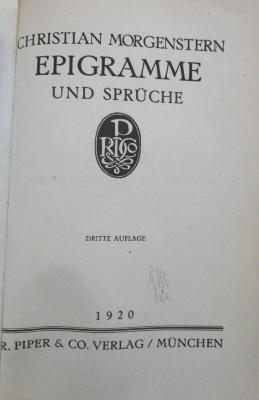 III 48162 c: Epigramme und Sprüche (1920)