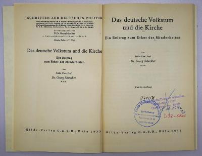 D 08 Schrei : Das deutsche Volkstum und die Kirche : ein Beitrag zum Ethos der Minderheiten (1933)