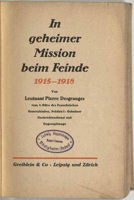 Z-2010 : In geheimer Mission beim Feinde : 1915 - 1918 (1930)