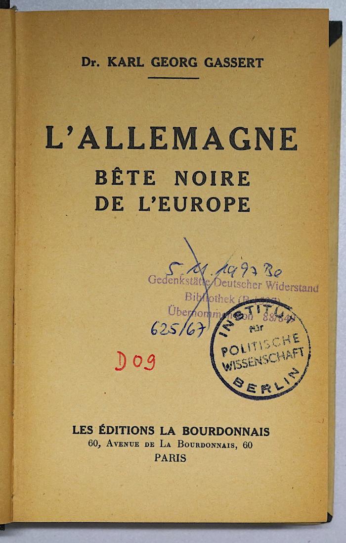 D 09 Gas : L'Allemagne (1936)