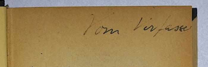 D 09 Gas : L'Allemagne (1936);- (Gassert, Karl Georg), Von Hand: Widmung; 'Vom Verfasser'. 